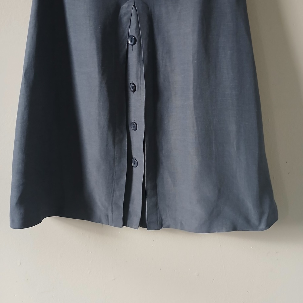 Max Mara Women's Size 2 Gray Button Back Midi Skirt Linen Silk Tie Waist - Picture 14 of 16